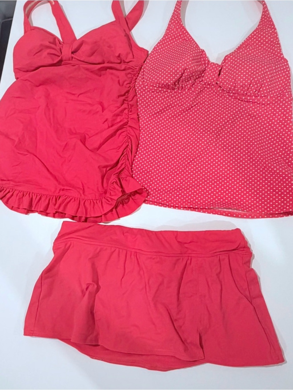 Lands' End Red/Coral/ Tankini Set with Skirted Bottoms size Med 8/10